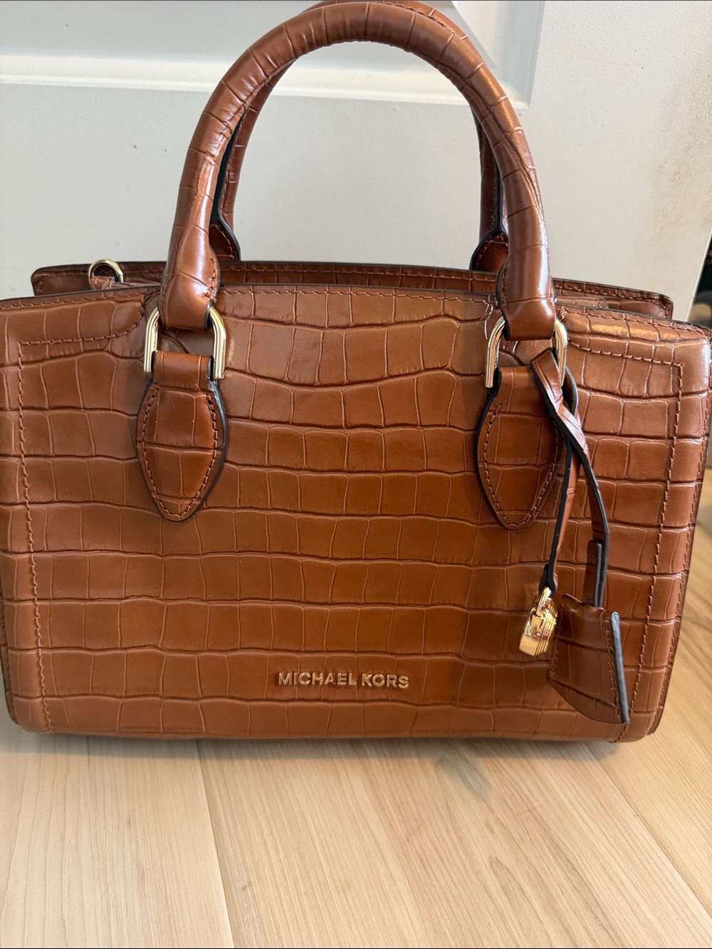Michael Kors Zoe Medium Croc-Embossed Satchel - Picture 1 of 8